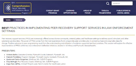 Thumbnail for Best Practices in Implementing Peer Recovery Support Services in Law Enforcement Settings